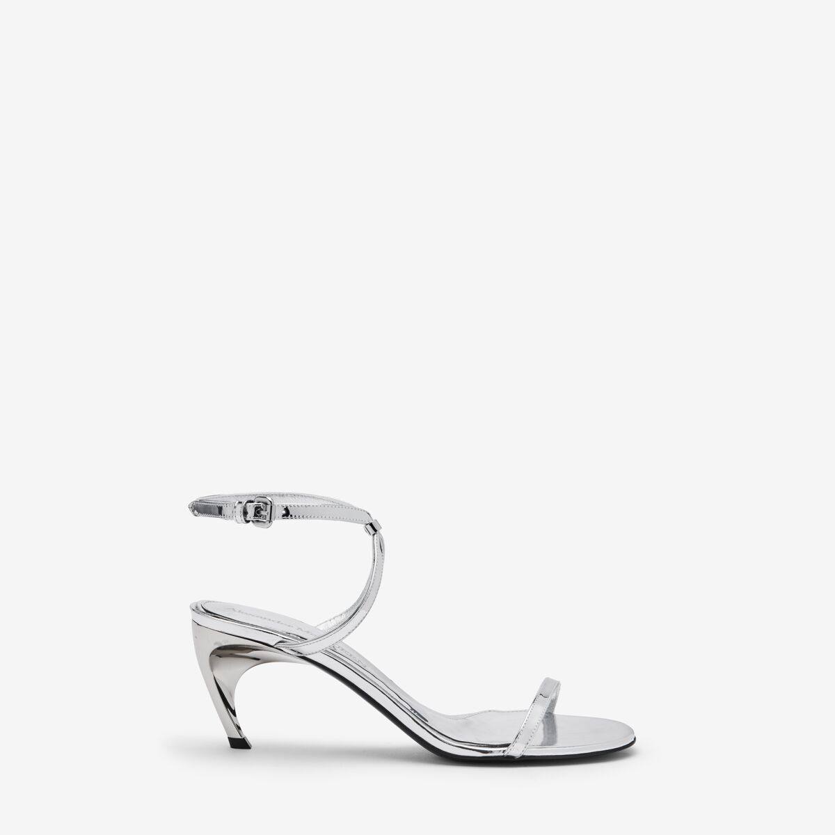 Alexander McQueen Women's Silver Armadillo Metal Bar Sandal - 10 (Thermoplastic Polyurethane, Polyester & Metallic Foil)